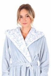 FLORA dlouhý župan s kapucí - Světle modrá, vel. S, galerie